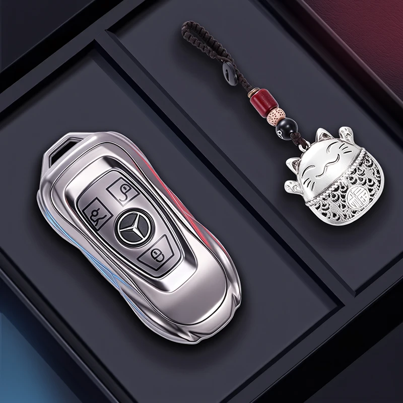 For Mercedes Benz A C E S G Class GLA CLA GLK GLC CLS W204 W463 W176 W251 W205 AMG Metal Car Key Case Cover Shell Fob