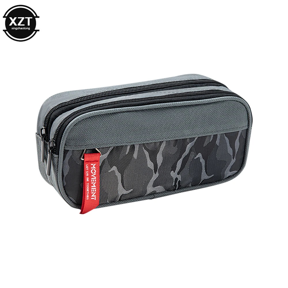 Double zipper camouflage canvas pencil case Boys Girl pencil bag School Stationery bag Student supplies pen case storage bags