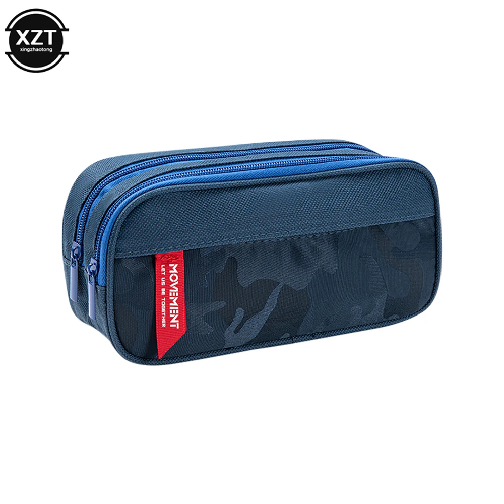 Double zipper camouflage canvas pencil case Boys Girl pencil bag School Stationery bag Student supplies pen case storage bags