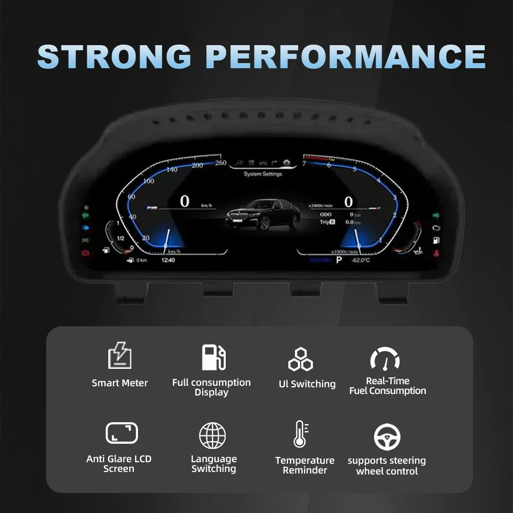 LCD Dashboard for BMW E90 E70 E71 E60 E81 E87 F10 F20 F30 F32 F06 E84 F48 E83 F25 F26 F15 Speedometer Digital Display Cluster