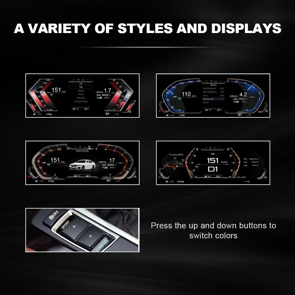 LCD Dashboard for BMW E90 E70 E71 E60 E81 E87 F10 F20 F30 F32 F06 E84 F48 E83 F25 F26 F15 Speedometer Digital Display Cluster