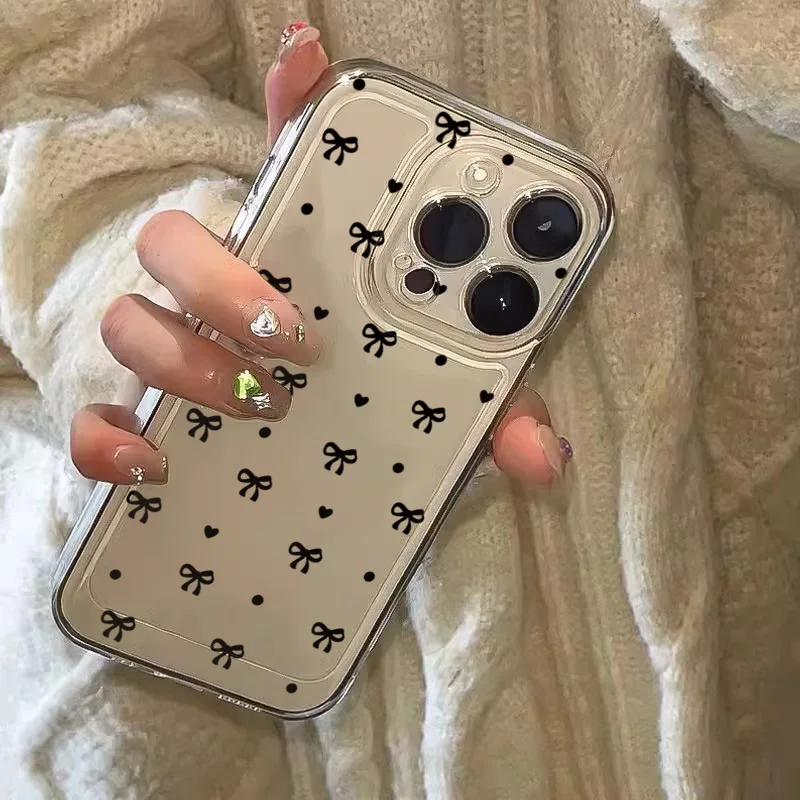 Cute Black Bowknot Minimalist Printed Phone Case for Xiaomi Redmi Note 14 13 12 11 Pro Plus 12S 11S 10S 10 12C 13C 14C 4G Cover