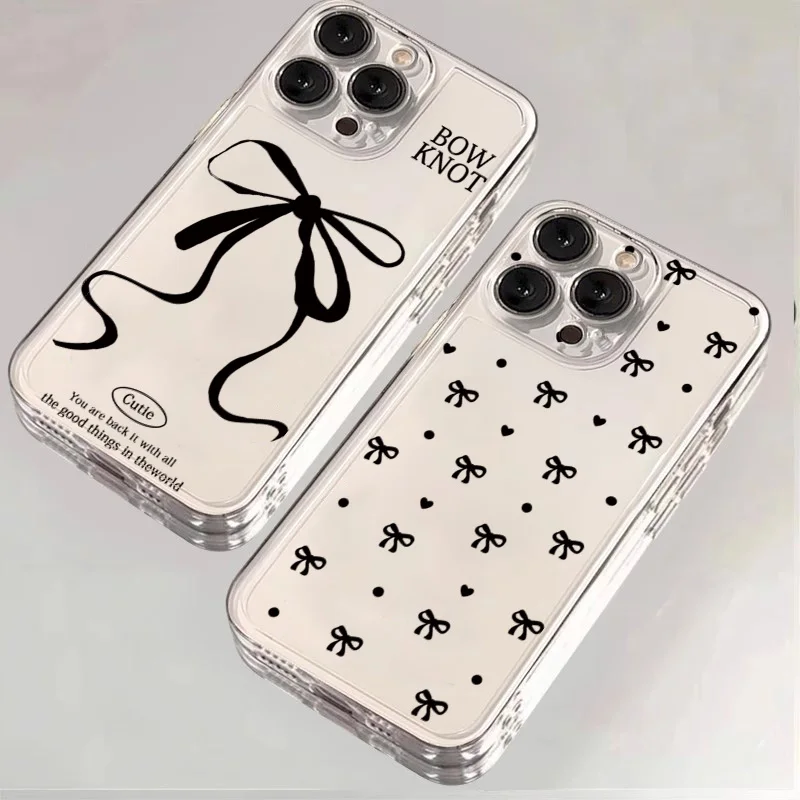 Cute Black Bowknot Minimalist Printed Phone Case for Xiaomi Redmi Note 14 13 12 11 Pro Plus 12S 11S 10S 10 12C 13C 14C 4G Cover