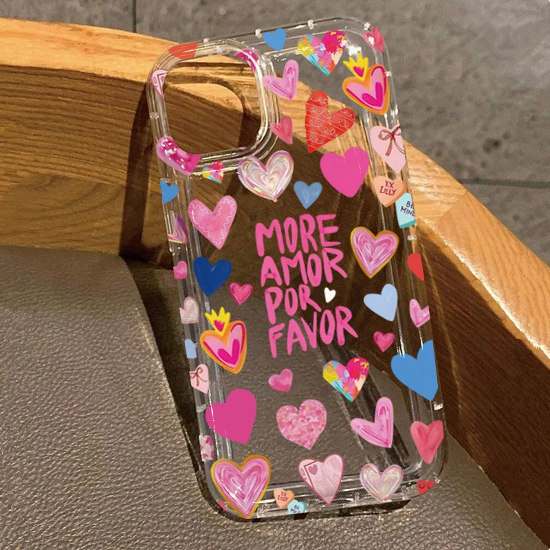 Phone Case For Xiaomi Redmi Note 13 12 Pro Plus 5G 12S 11S 11 10S 10 Redmi 12 13 13C 12C 4G Different Heart Print Clear Cover