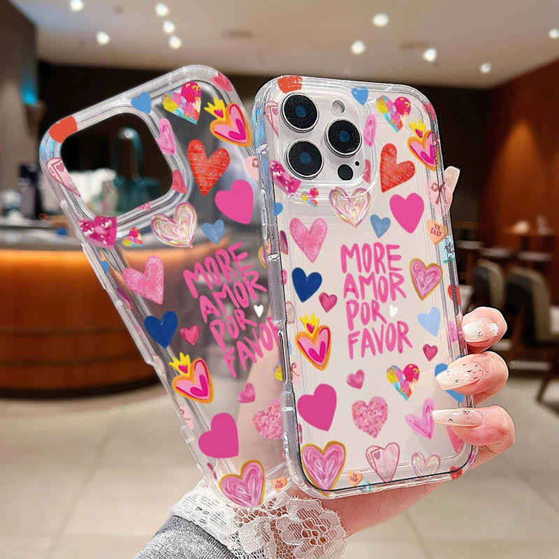 Phone Case For Xiaomi Redmi Note 13 12 Pro Plus 5G 12S 11S 11 10S 10 Redmi 12 13 13C 12C 4G Different Heart Print Clear Cover