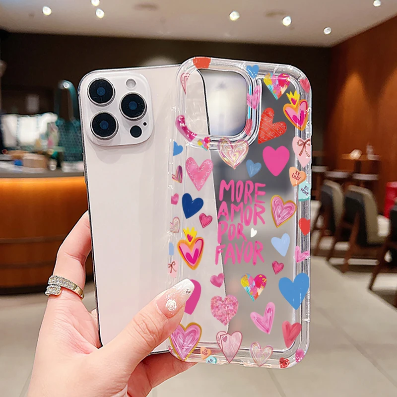 Phone Case For Xiaomi Redmi Note 13 12 Pro Plus 5G 12S 11S 11 10S 10 Redmi 12 13 13C 12C 4G Different Heart Print Clear Cover
