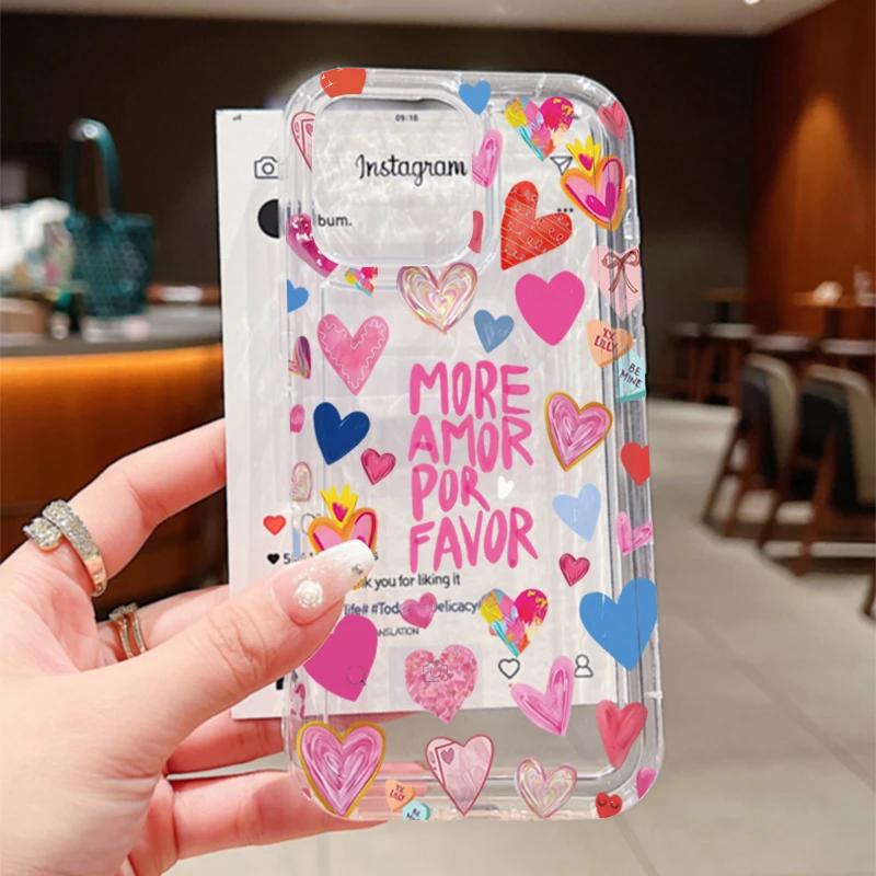 Phone Case For Xiaomi Redmi Note 13 12 Pro Plus 5G 12S 11S 11 10S 10 Redmi 12 13 13C 12C 4G Different Heart Print Clear Cover