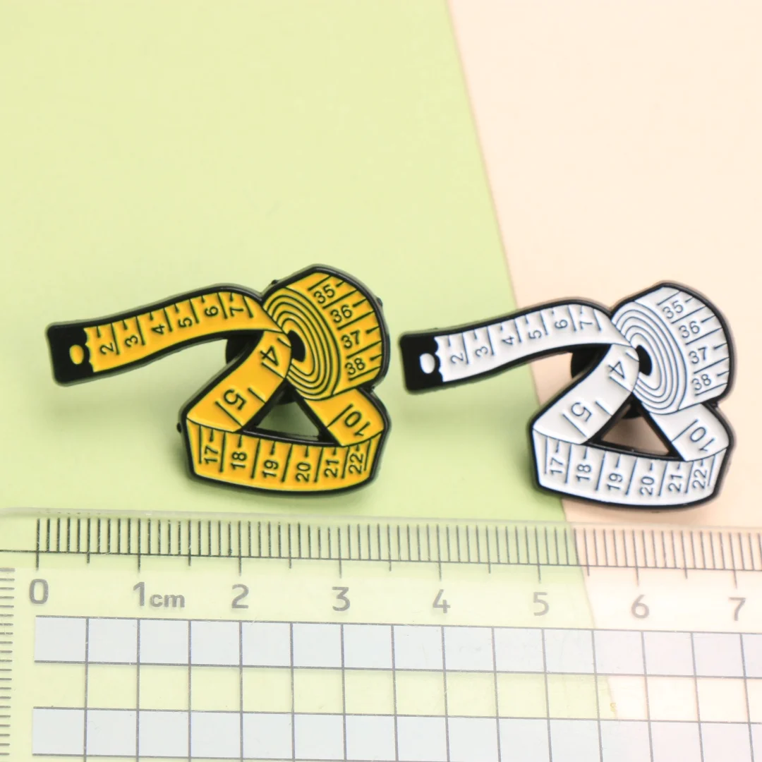 Tape Measure Enamel Pins - Cartoon Ruler Lapel Badges for Tailor & Sewing DIY Punk Jewelry Gifts