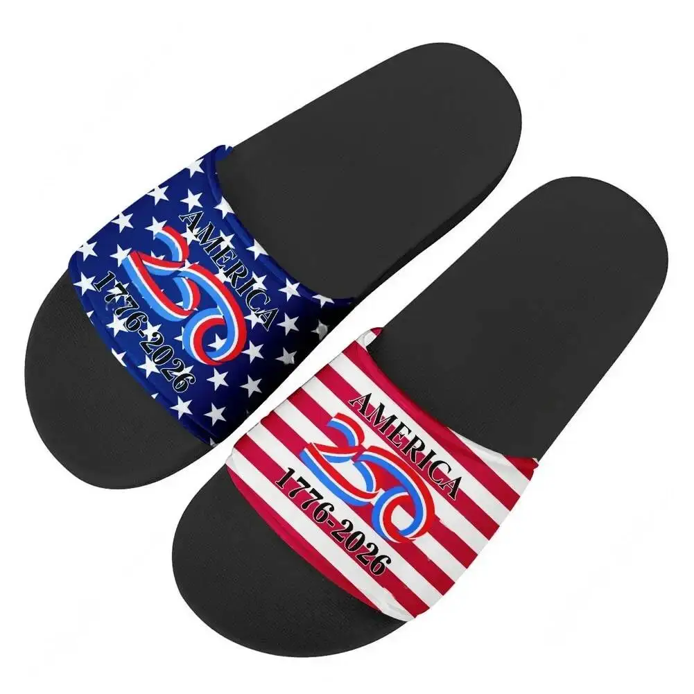 America 250Th Anniversary 1776-2026 Slippers Man Woman Boy Girl Tailor Slides Sandals Photo Custom Bath Shoes Water Shoe Black