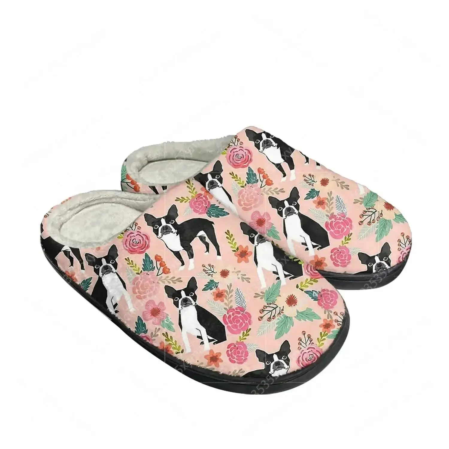 Boston Terrier Home Cotton Slippers High Quality Mens Womens Plush Bedroom Casual Keep Warm Shoe Customized Thermal Slipper