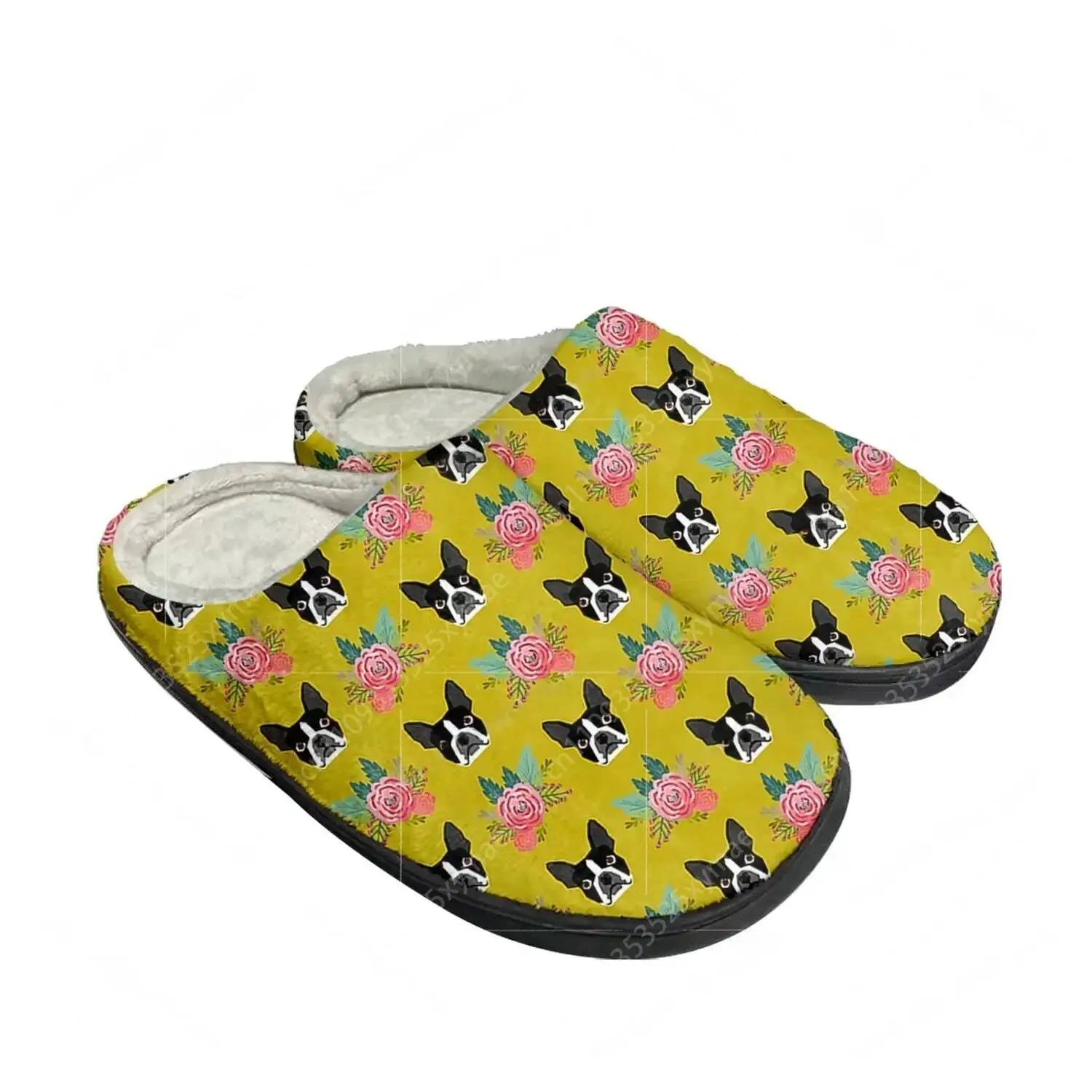 Boston Terrier Home Cotton Slippers High Quality Mens Womens Plush Bedroom Casual Keep Warm Shoe Customized Thermal Slipper