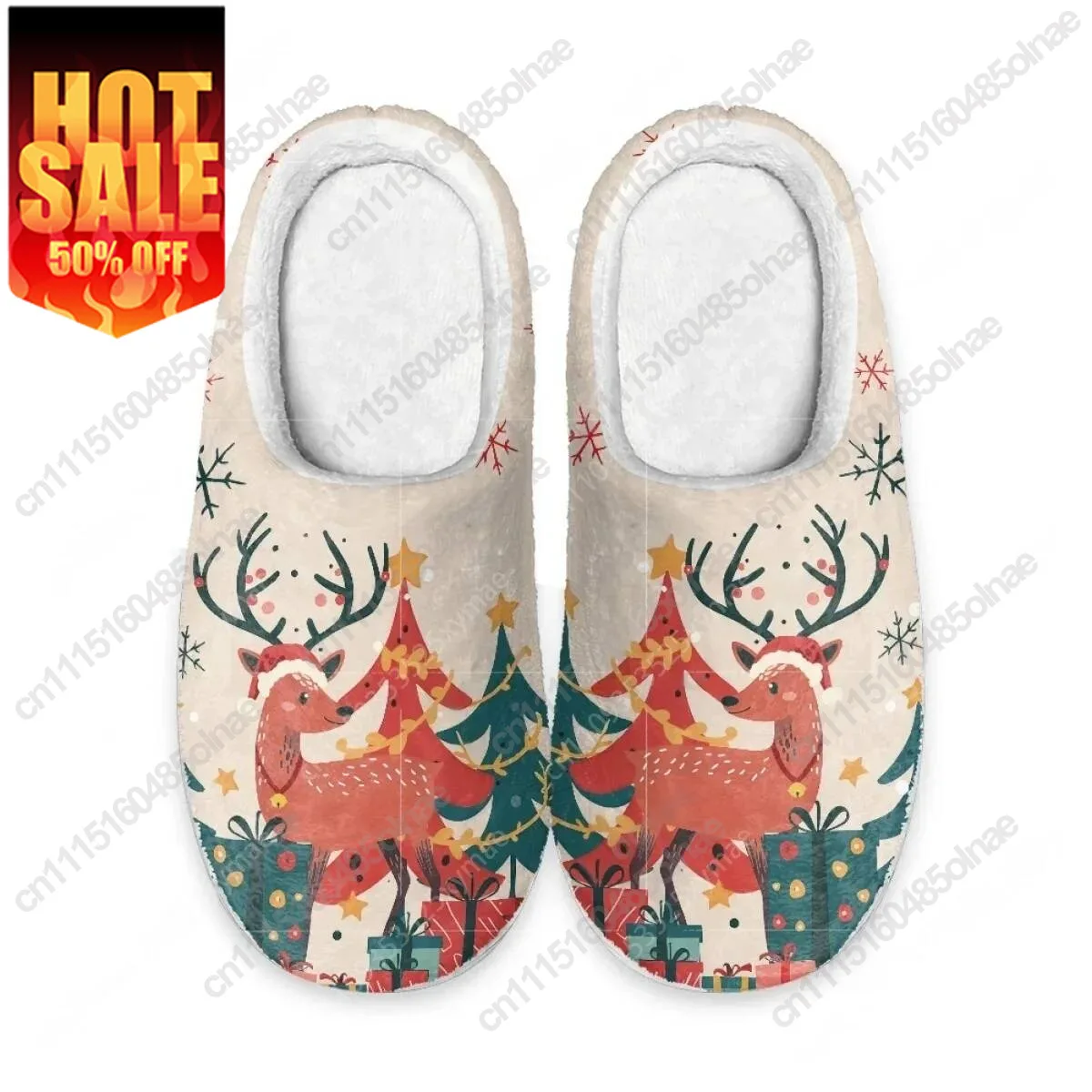 2025 New Arrival Winter Elk Gift Christmas Tree Home Cotton Slippers Mens Womens Teenager Plush Bedroom Keep Warm Custom Slipper