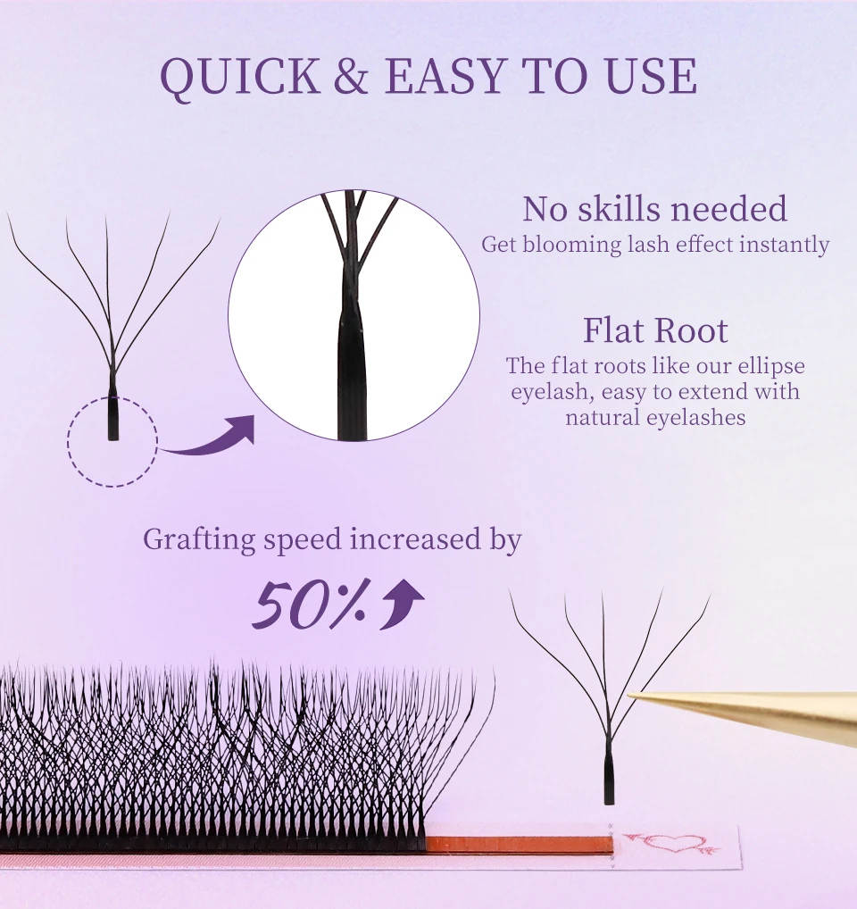 AGUUD Brown 4D W Shaped Eyelash Extensions Automatic Flowering Hand-Woven 3D Fairy Lashes Premium Premade Fans 3DW Clover Lashes