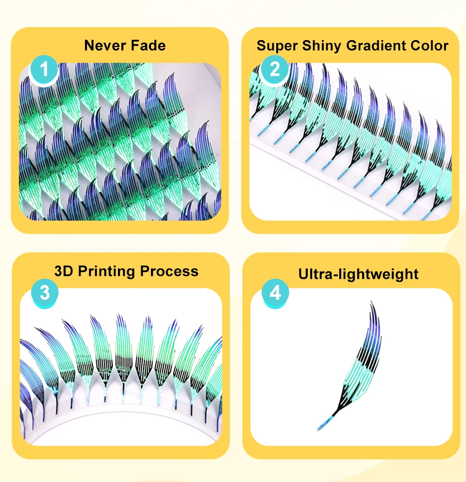 New Fashion Shiny Tinsel Comic Spire Eyelash Extension Holographic Manga False Eyelashes Anime Colorful Eyelashes For Christmas