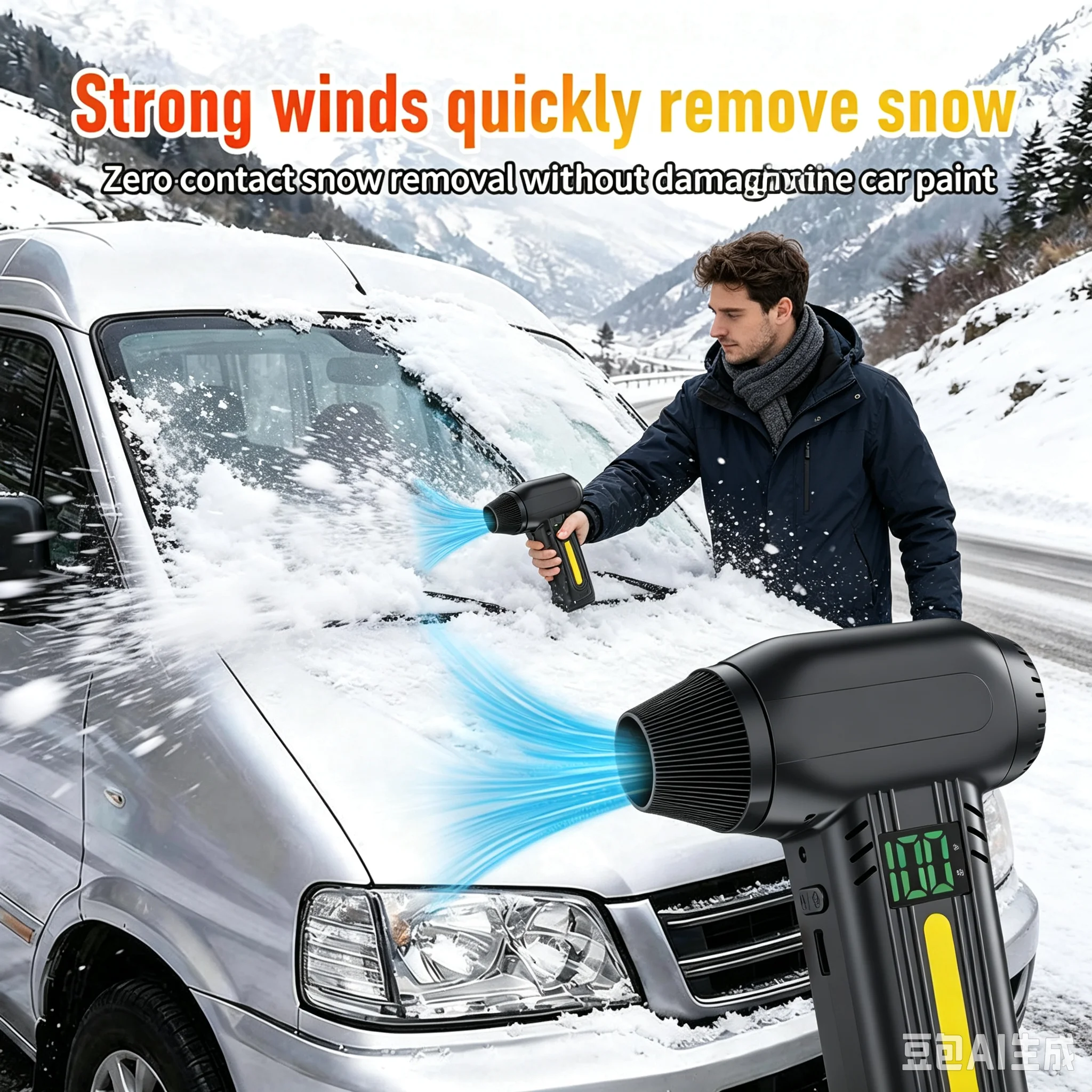 Wireless Handheld Blower Vacuum Cleaner, Rechargeable Air Duster with LED Display, Powerful Mini Turbo Fan for PC Keyboard Car H