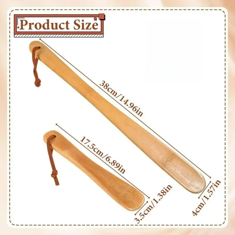 Long Handle Light Wood Shoe Horn Labor Saving Shoe Wearing Aid Portable Travel Tool for Elderly Men Women