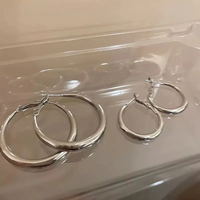 Silver Plated Geometric Circles Earrings for Women Fashionable Stylish Metal Jewelry Simple Elegant Design Holiday Gift