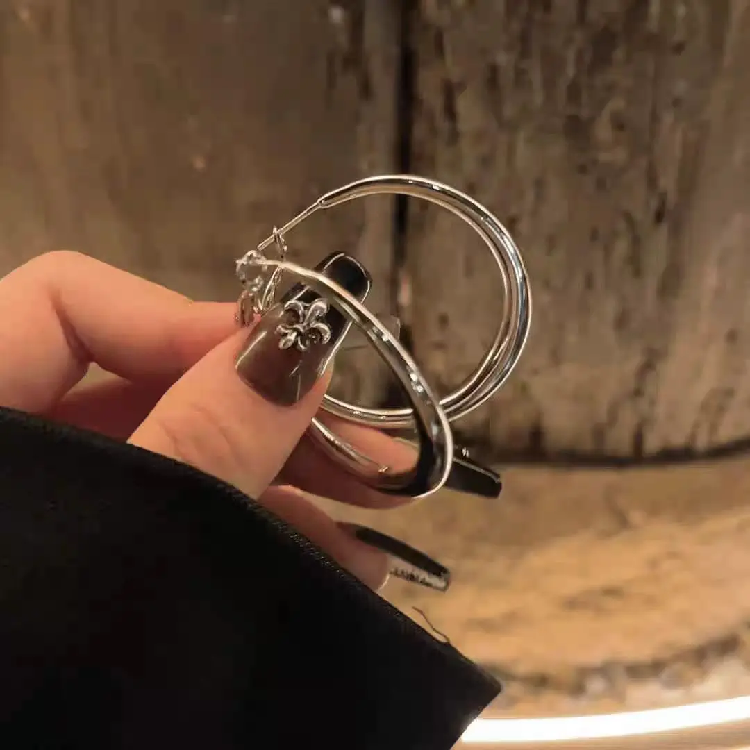 Silver Plated Geometric Circles Earrings for Women Fashionable Stylish Metal Jewelry Simple Elegant Design Holiday Gift