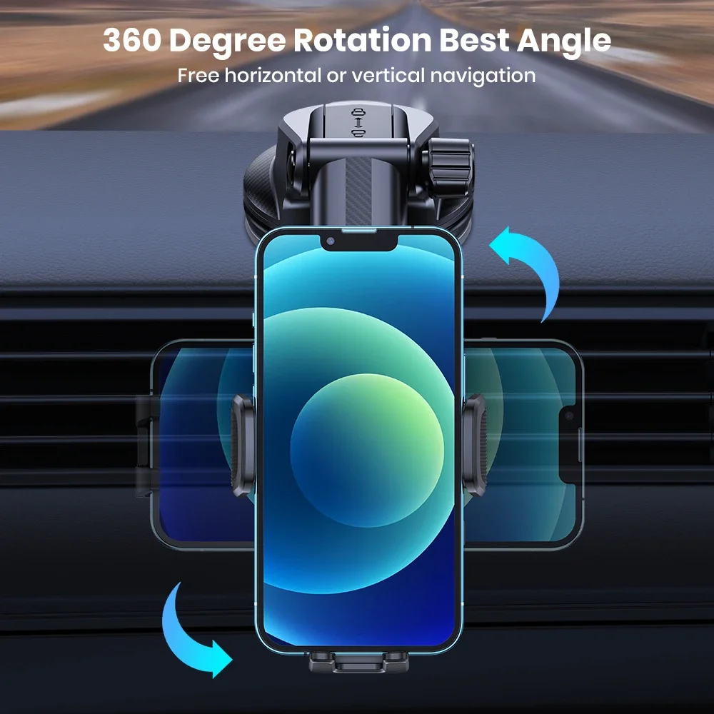 TOPK Car Phone Holder Suction Dashboard Mount Hands-Free Stand Compatible with All Smartphones