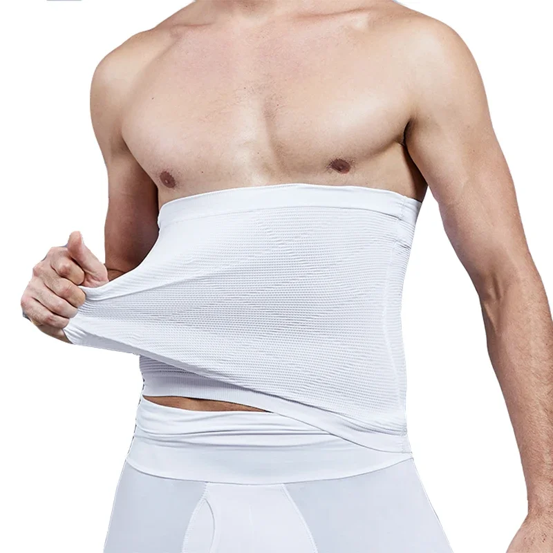 Men Body Shaper Waist Trainer Tummy Control Belt Shaping Band Shapewear Belly Fat Slimming Abs Workout Compression Girdle