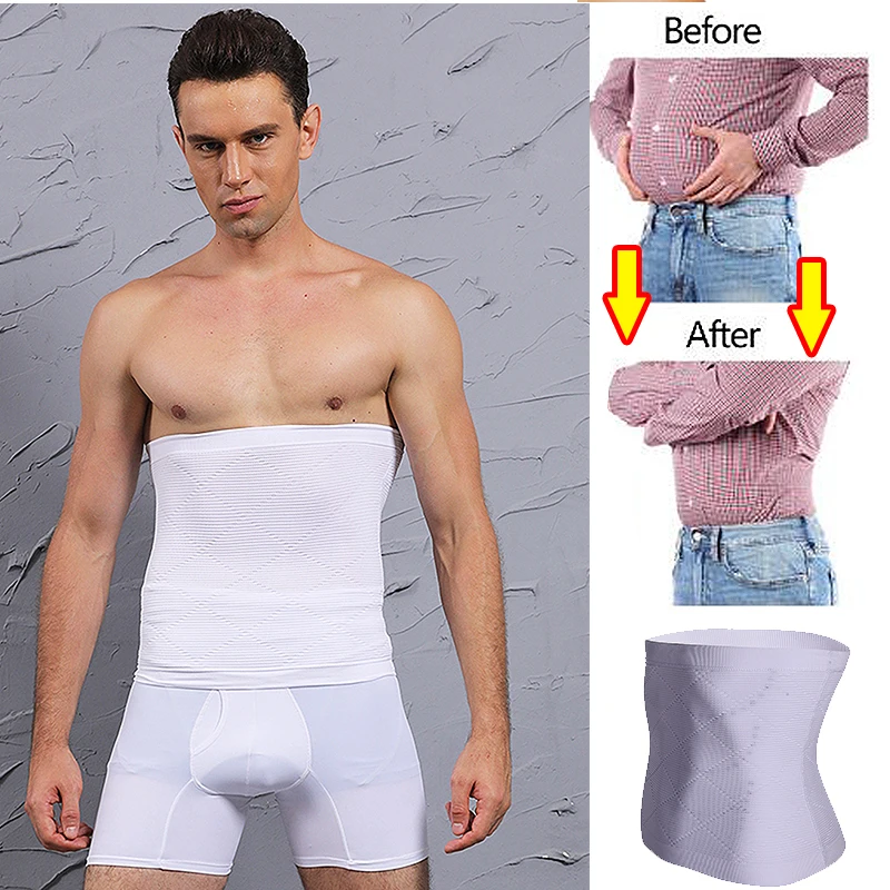 Men Body Shaper Waist Trainer Tummy Control Belt Shaping Band Shapewear Belly Fat Slimming Abs Workout Compression Girdle