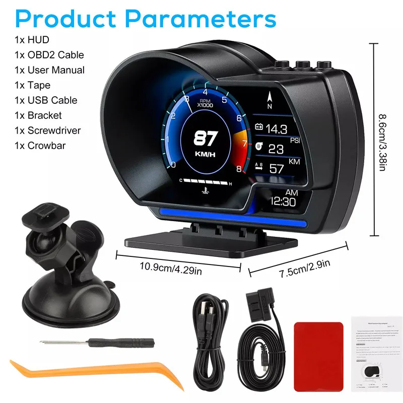 OBDⅡ+GPS Smart Gauge High Definition Speedometer Car Diagnostic Tool OBD Fault Code Elimination Car Head up Display