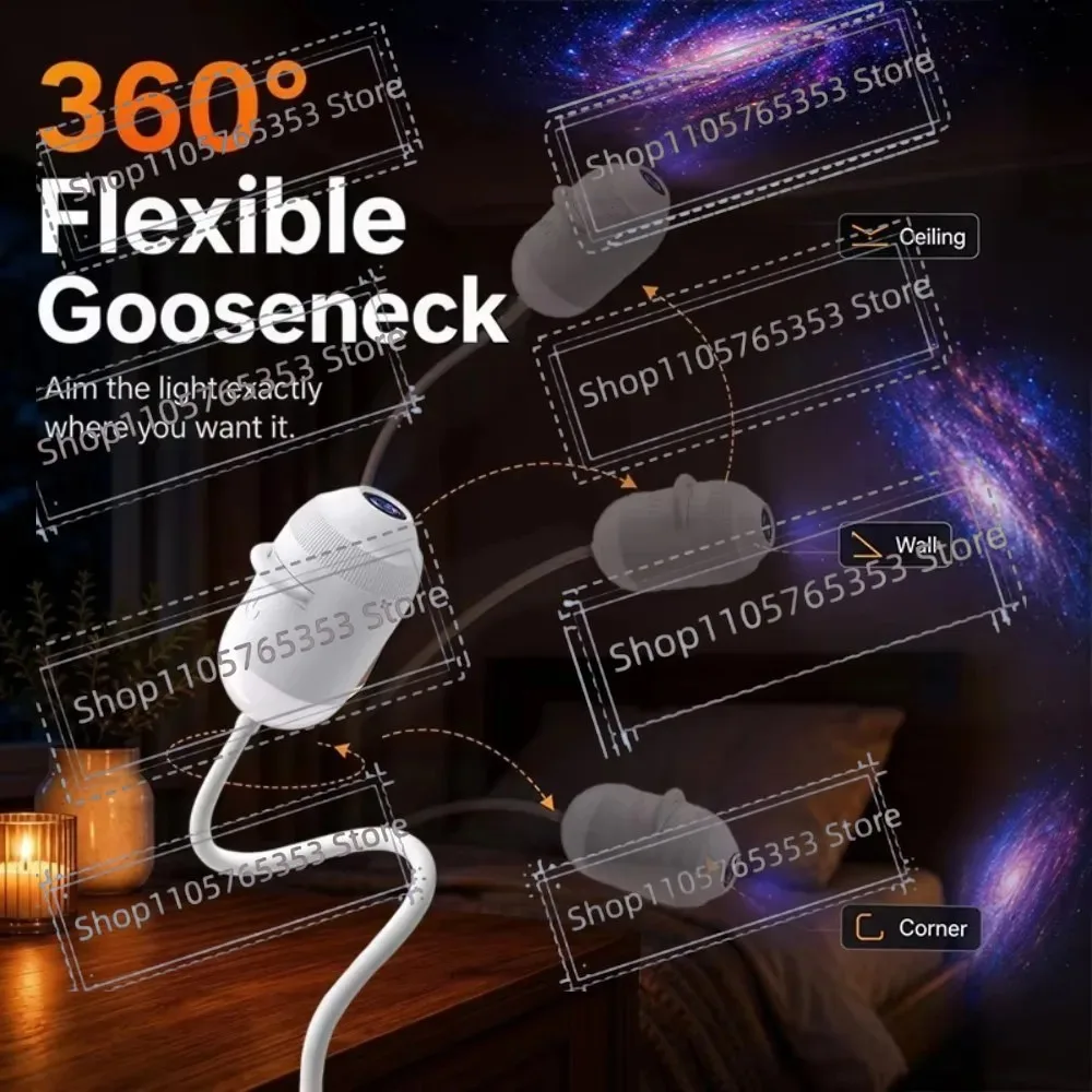 USB Projector Holographic 5D Galaxy Ocean Intelligent High-definition Night Light 360 Adjust Car Home Atmosphere Decoration Lamp