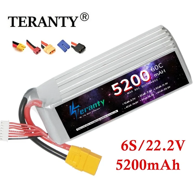 TERANTY 6S 5200mAh Lipo Battery 22.2V 60C Softcase with EC5 XT60 T XT90 Plug For Tank RC Car Train Buggy Boat RC Models Parts