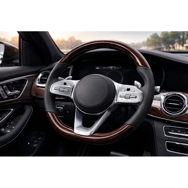 Customized Steering Wheel With Stylish Stitching Luxury Car Interior Upgrade Auto Exterior Body Parts