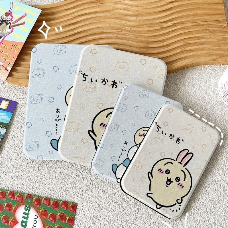 Chiikawa Kawaii Cartoon Flip Makeup Mirror, Foldable Portable Desktop Standing Compact Mirror
