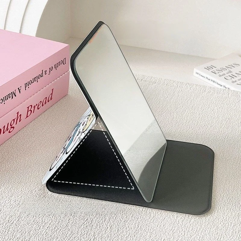 Chiikawa Kawaii Cartoon Flip Makeup Mirror, Foldable Portable Desktop Standing Compact Mirror