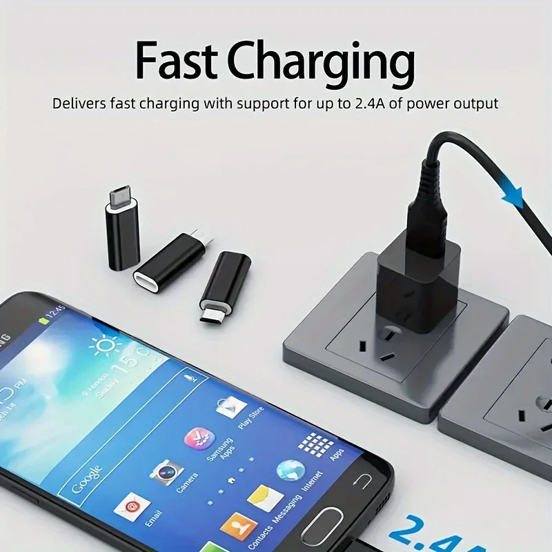 4pcs USB C To Micro USB Adapter Type-C Female Converters, Charging And Data Sync for Galaxy S7  And More Micro Port Devices