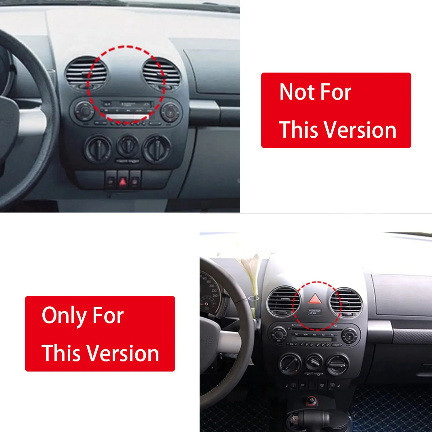 For VW Volkswagen New Beetle 2003-2010 Carbon Black Interior Dashboard Center Console Cover Frame Decor Trim ABS Accessories 1pc