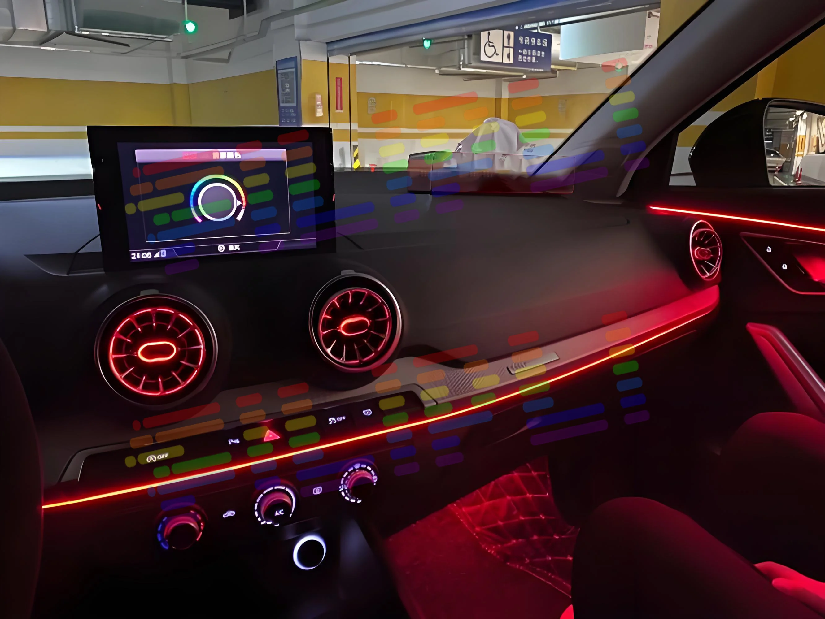 LED Car For Audi A3 Interior Atmosphere upgrade Ambient Light kit A6 A7 C5 C6 Q3 Q2 Q7 A1 A4 64 Color RGB Symphony APP 12V