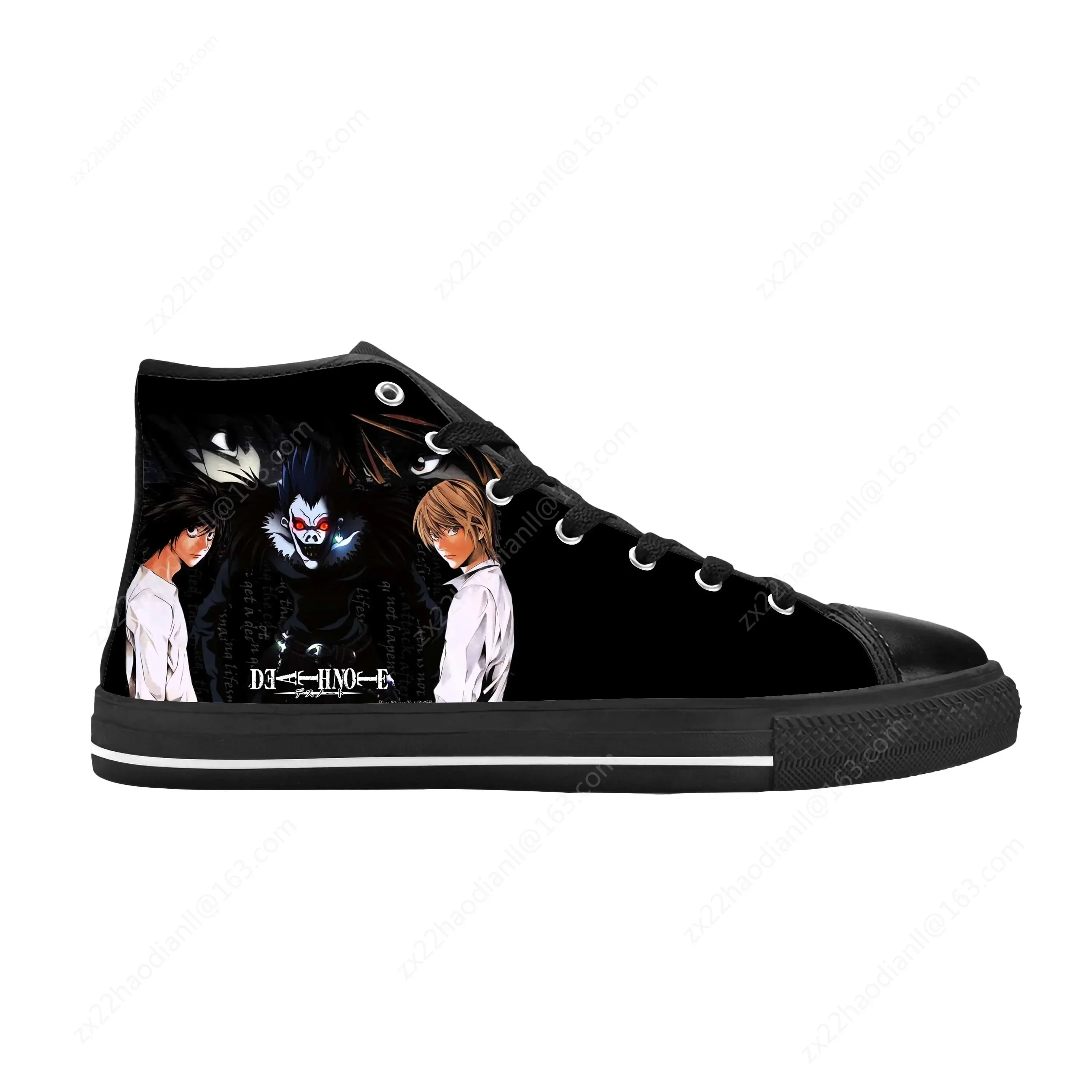 Japanese Anime Cartoon Manga Death Note L Lawliet Casual Cloth Shoes High Top Comfortable Breathable 3D Print Men Women Sneakers