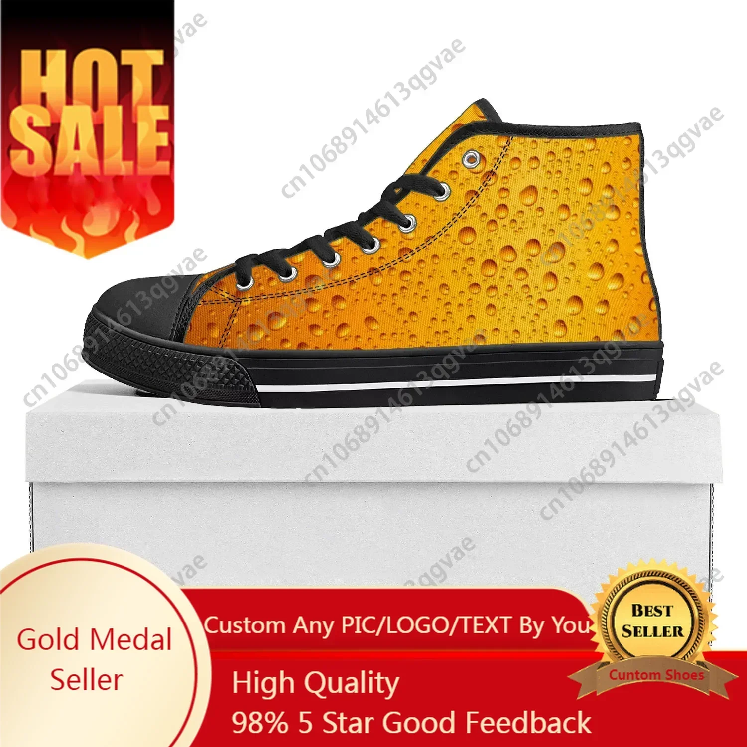 Beer Unisex 3D Print High Top High Quality Sneakers Mens Womens Teenager Canvas Sneaker Casual Couple Shoes Custom Shoe Black
