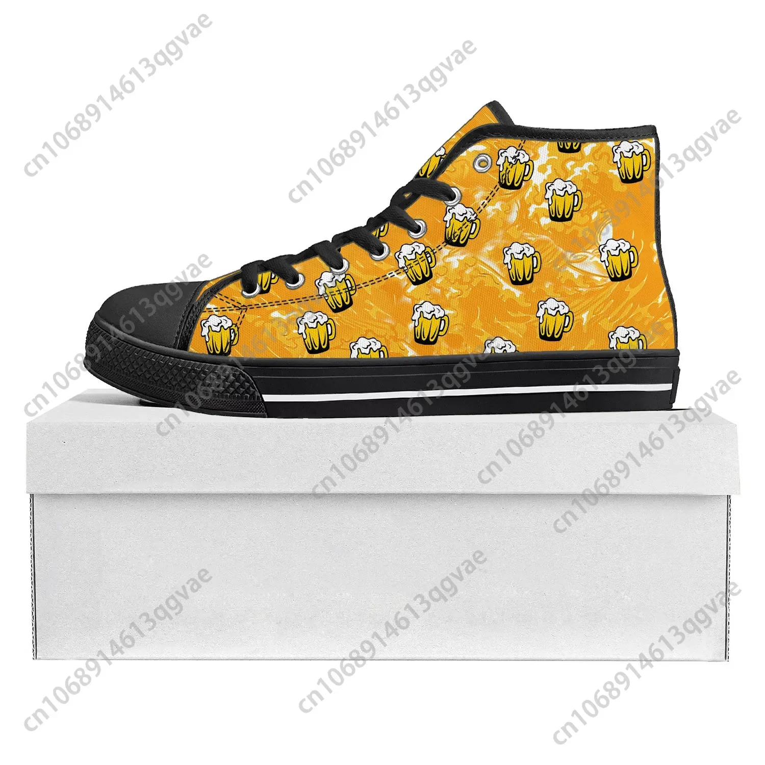 Beer Unisex 3D Print High Top High Quality Sneakers Mens Womens Teenager Canvas Sneaker Casual Couple Shoes Custom Shoe Black