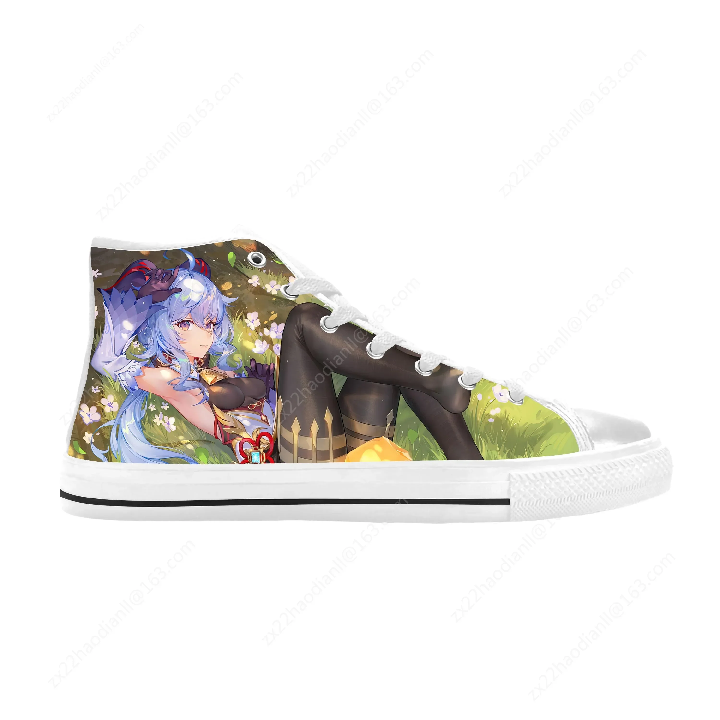 Hot Anime Manga Cartoon Game Genshin Impact Ganyu Casual Cloth Shoes High Top Comfortable Breathable 3D Print Men Women Sneakers