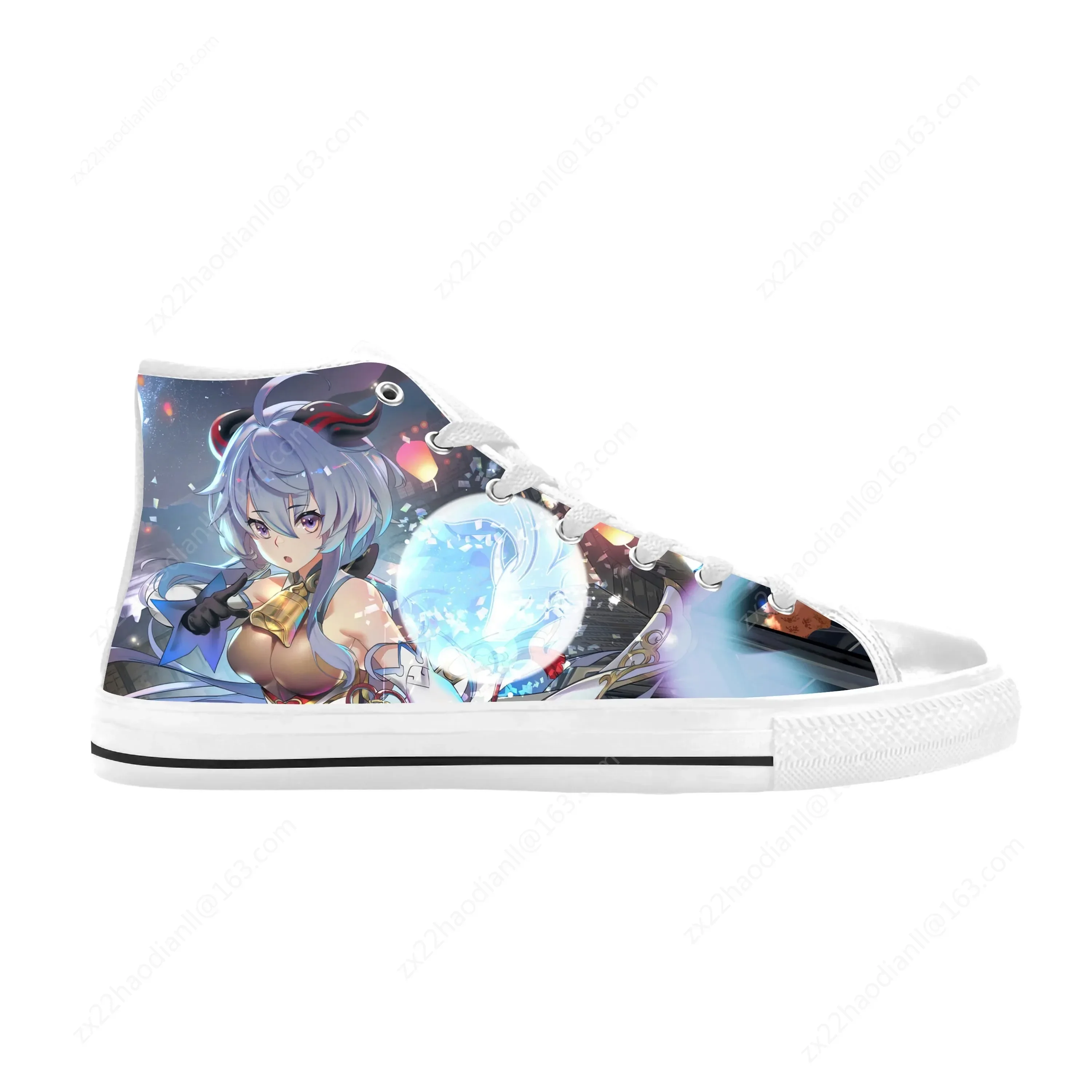 Hot Anime Manga Cartoon Game Genshin Impact Ganyu Casual Cloth Shoes High Top Comfortable Breathable 3D Print Men Women Sneakers