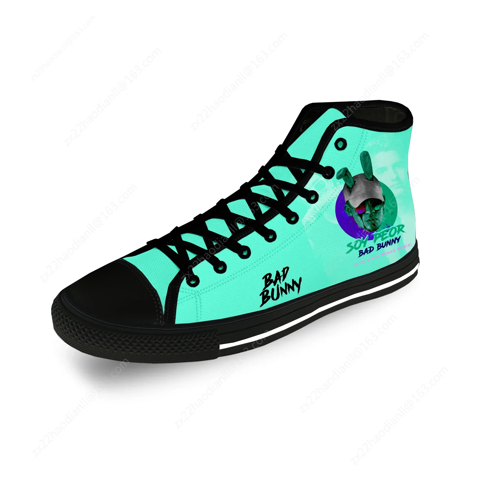 Bad Bunny Rap Hip Hop Rapper Cool Casual Cloth Fashion 3D Print High Top Canvas Shoes Men Women Lightweight Breathable Sneakers
