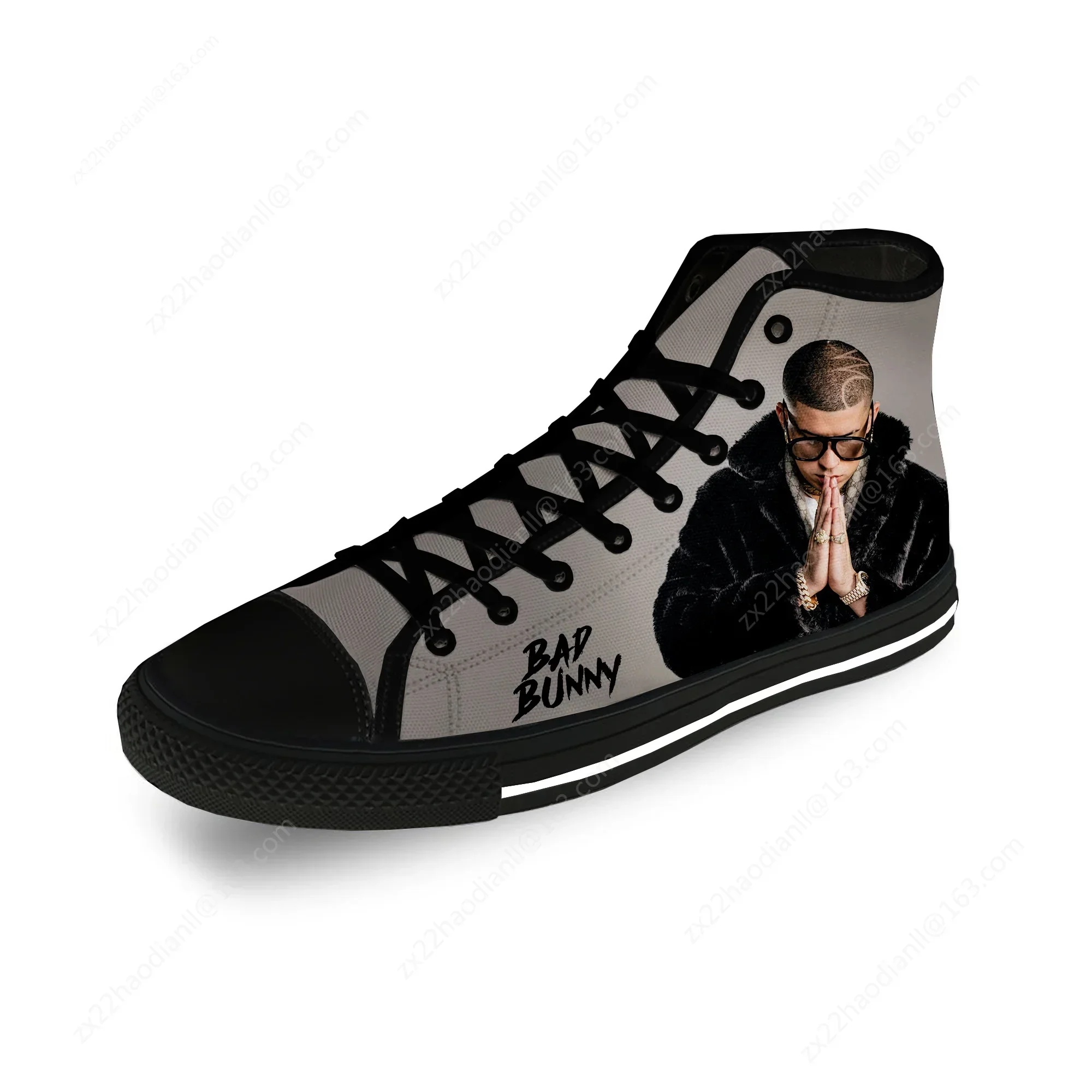 Bad Bunny Rap Hip Hop Rapper Cool Casual Cloth Fashion 3D Print High Top Canvas Shoes Men Women Lightweight Breathable Sneakers