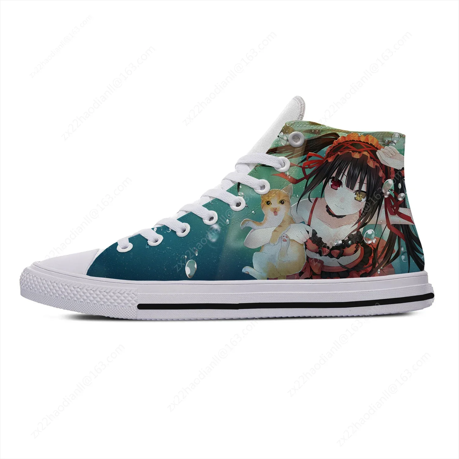 Date A Live Tokisaki Kurumi High Top Sneakers Mens Womens Teenager Casual Shoes Canvas Running Shoes 3D Print  Lightweight shoe