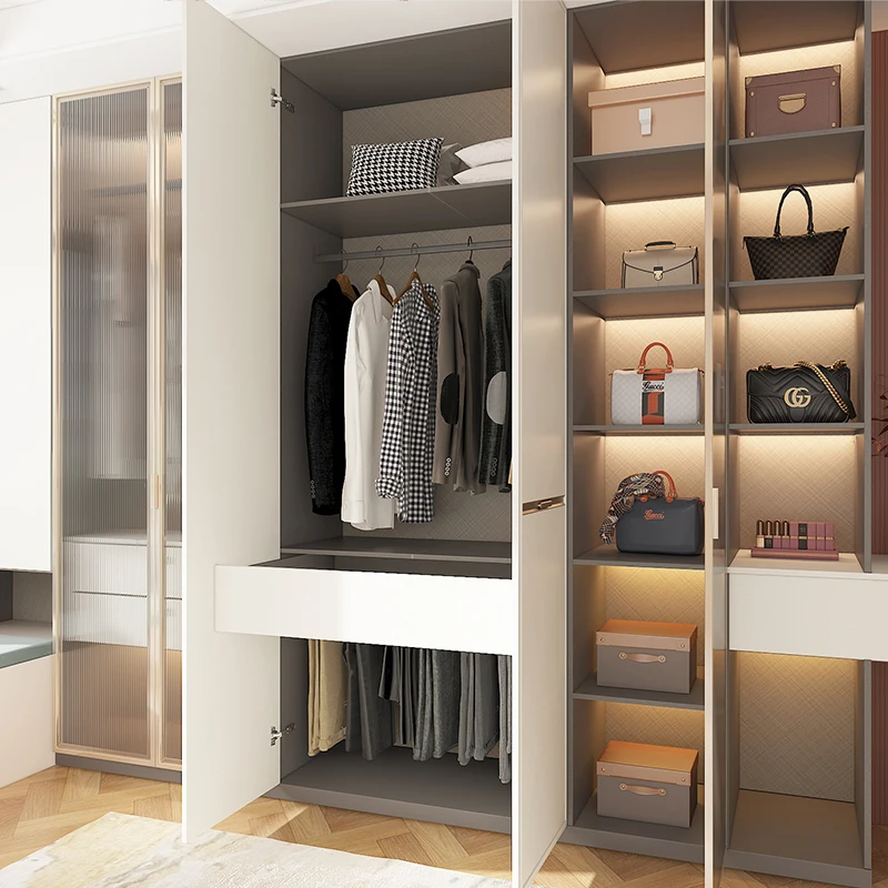 #Elegant Modular Sectional Walk-In Closet High Quality Wood Materials Bespoke Tailored Wardrobe for Gym and Villa Application