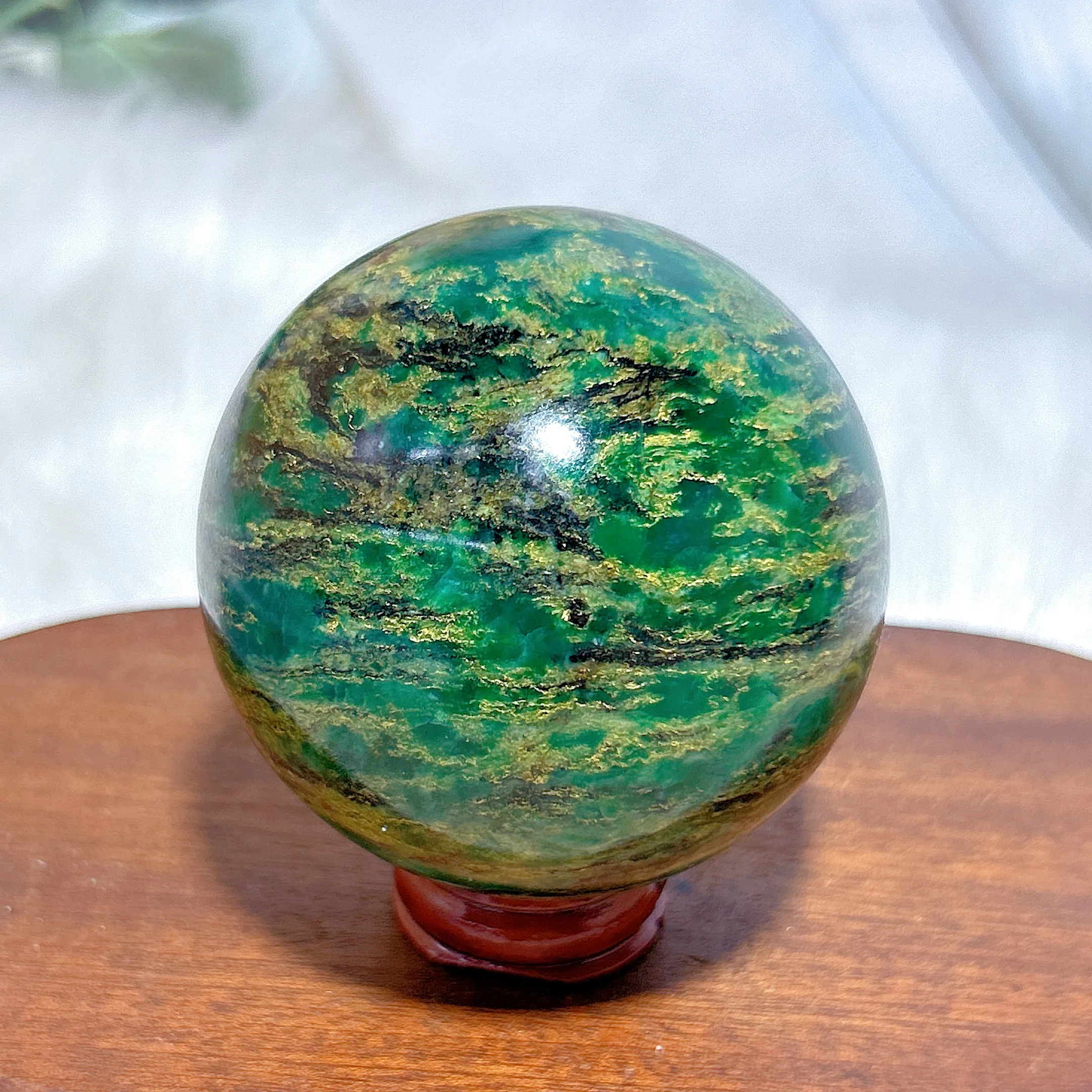 Healing Natural Crystal Emerald Sphere High Quality Polished Ball Gemstones Mineral Home Decorations Ornament Room Decor Gift