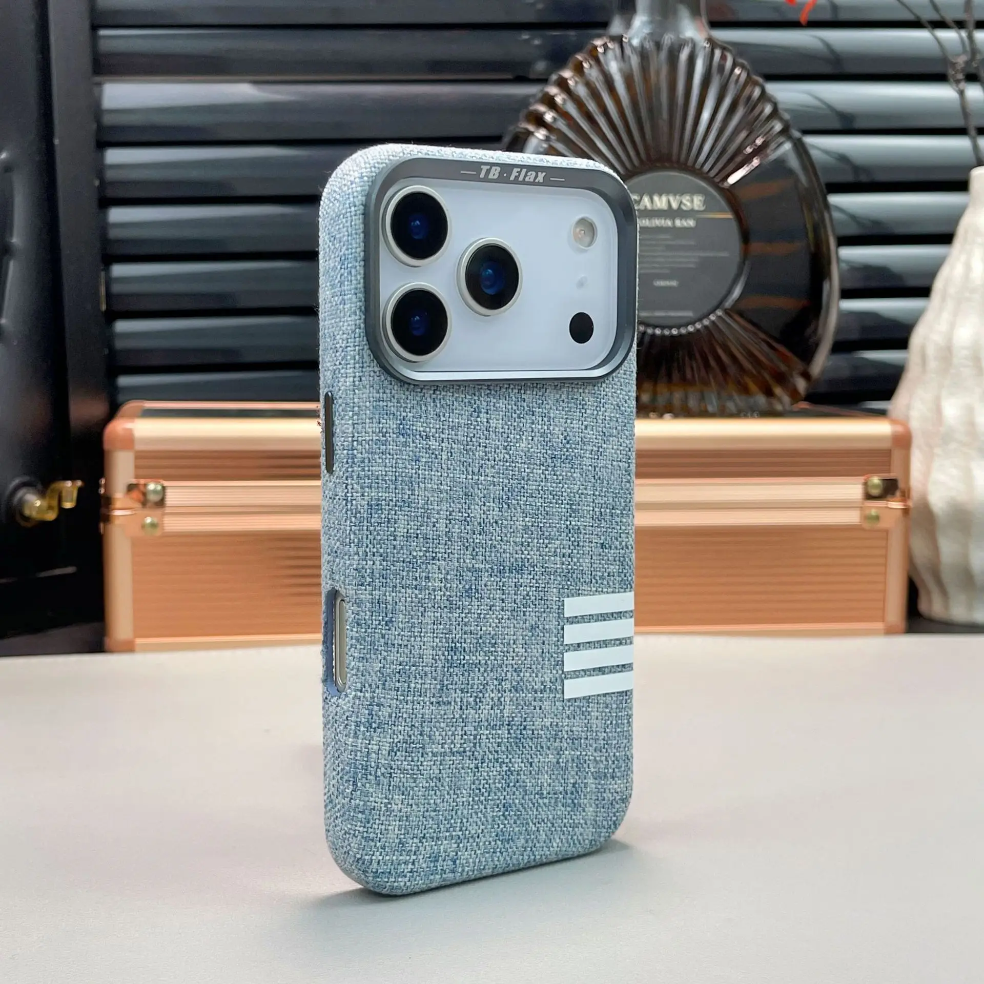Linen Fabric Magnetic Phone Case For iPhone 17 Pro Max 16 15 14 Pro Max Magsafe Wireless Charging Metal Camera Frame Shockproof