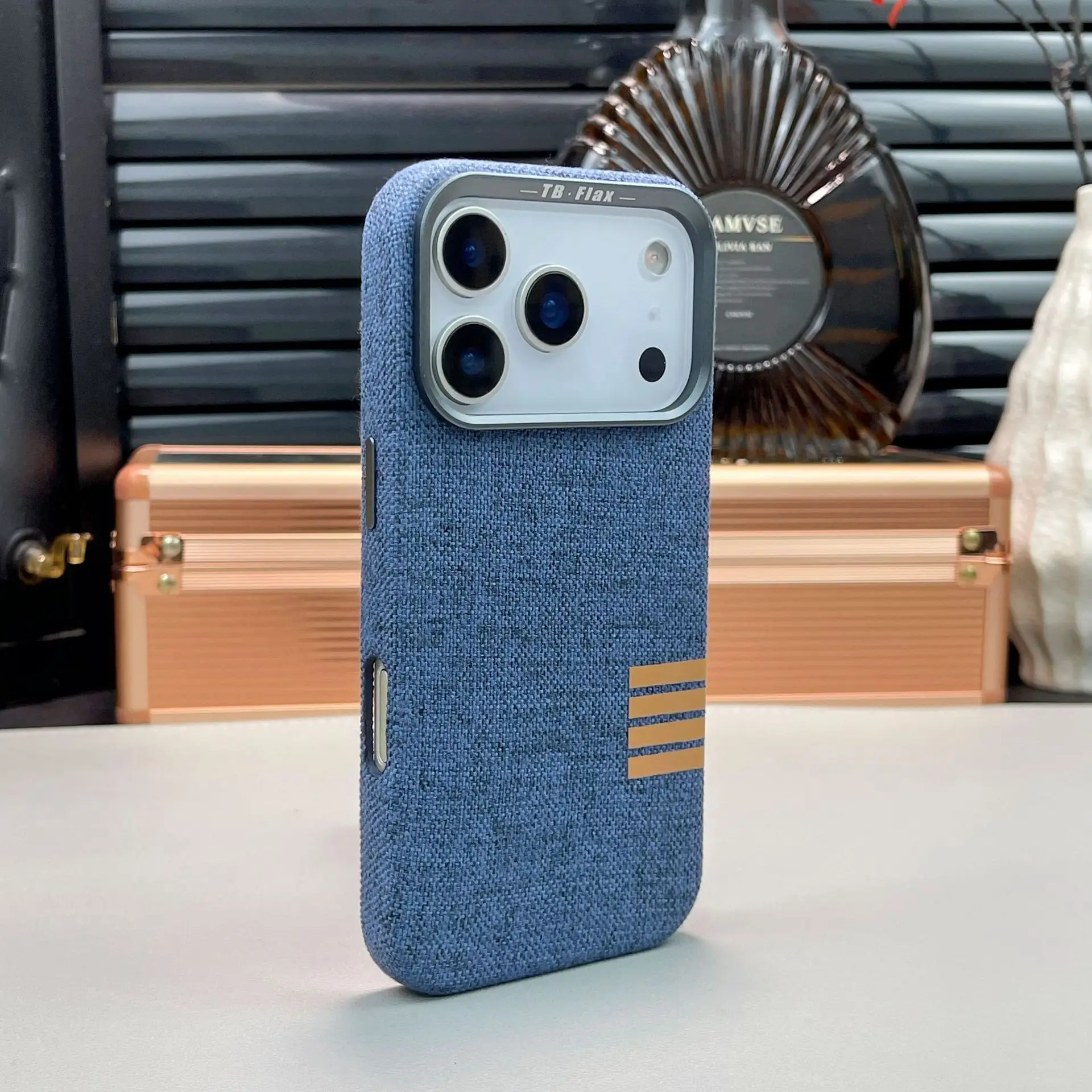 Linen Fabric Magnetic Phone Case For iPhone 17 Pro Max 16 15 14 Pro Max Magsafe Wireless Charging Metal Camera Frame Shockproof