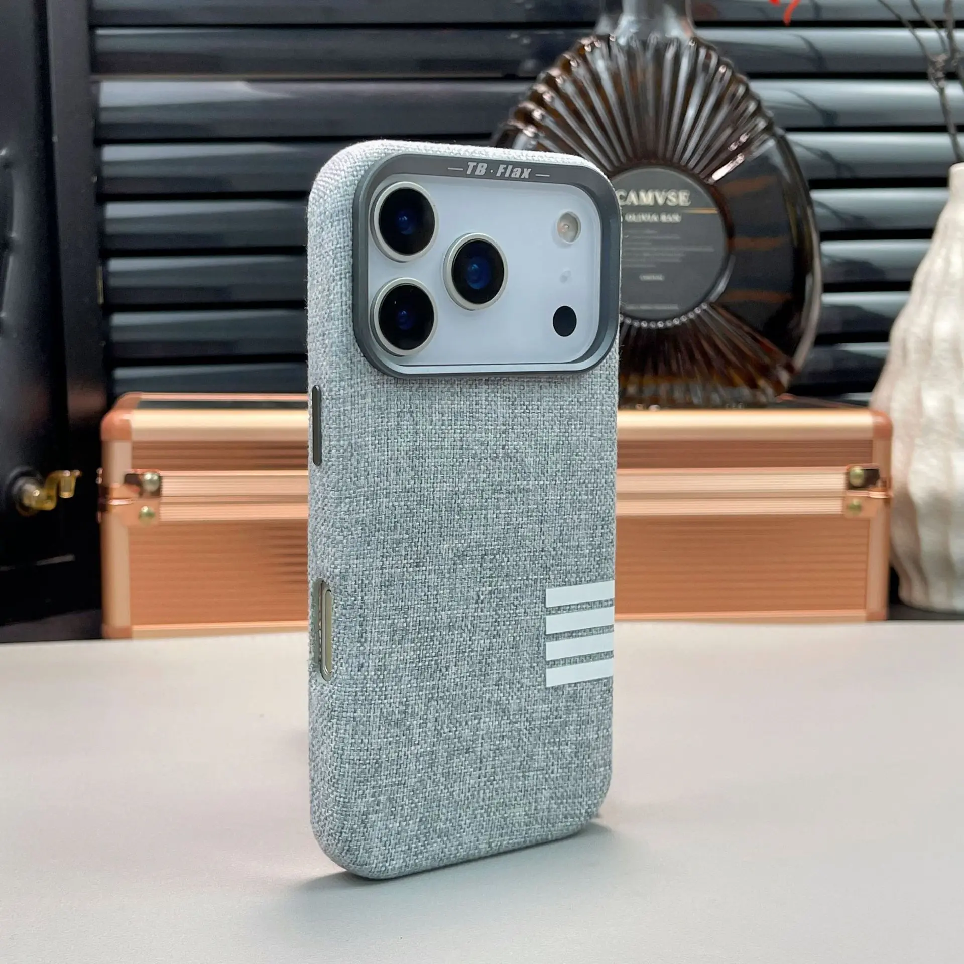 Linen Fabric Magnetic Phone Case For iPhone 17 Pro Max 16 15 14 Pro Max Magsafe Wireless Charging Metal Camera Frame Shockproof