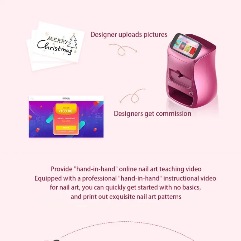 3D Portable Nail Printer – LCD Touch Screen DIY Pattern for Nail Salons
