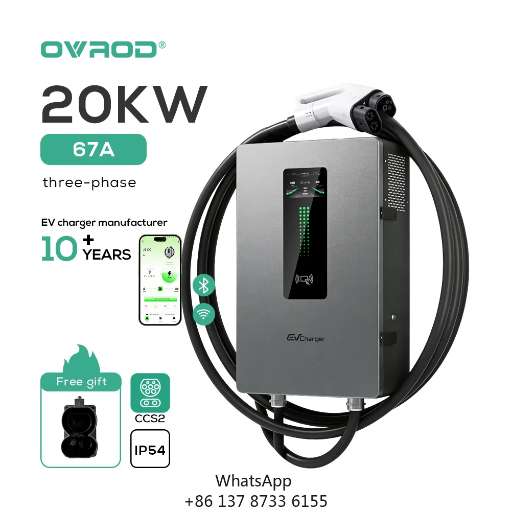 Ovrod Wallbox Smart 67a Wall Mounted Ev Home Charging Stations CCS2 Car Electric Chargers 20Kw Fast Dc Ev Charger