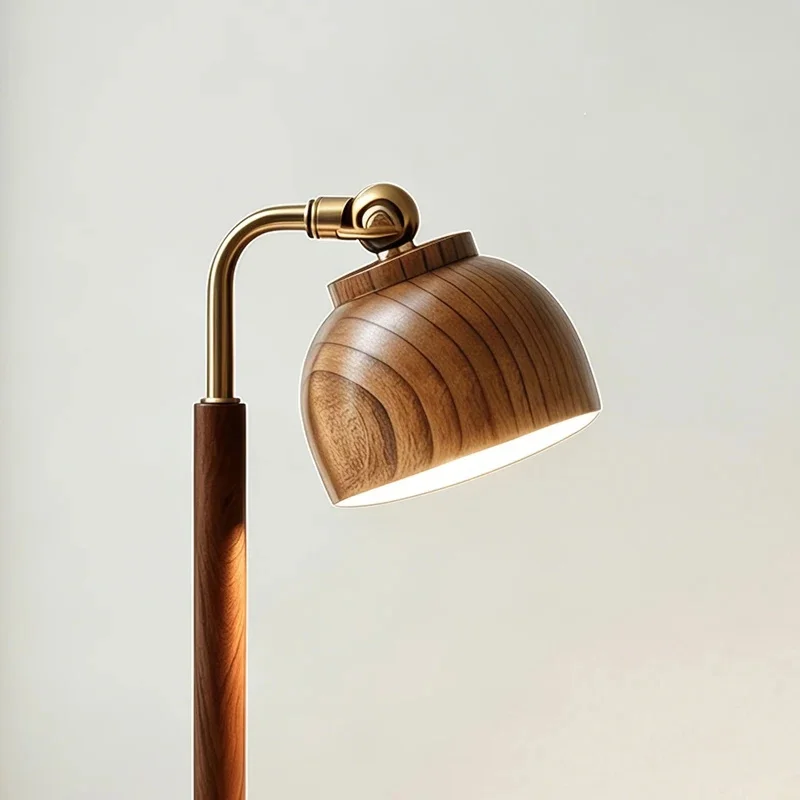 Wooden Table Lamp With Wireless ChargerArm Desk Lamp Retro LED Night Light for Bedroom Bedside Reading Home Decor